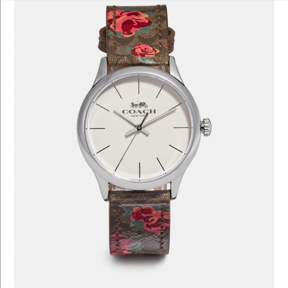 🆕COACH FLORAL LEATHER WATCH 32mm